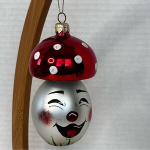 Rare Vintage De Carlini Ornament Italian Blown Glass Clown Mushroom Christmas